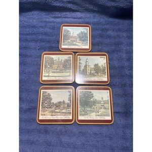 Vintage Colonial Williamsburg Cork-Backed Coaster Set of 5 Historic Landmarks
